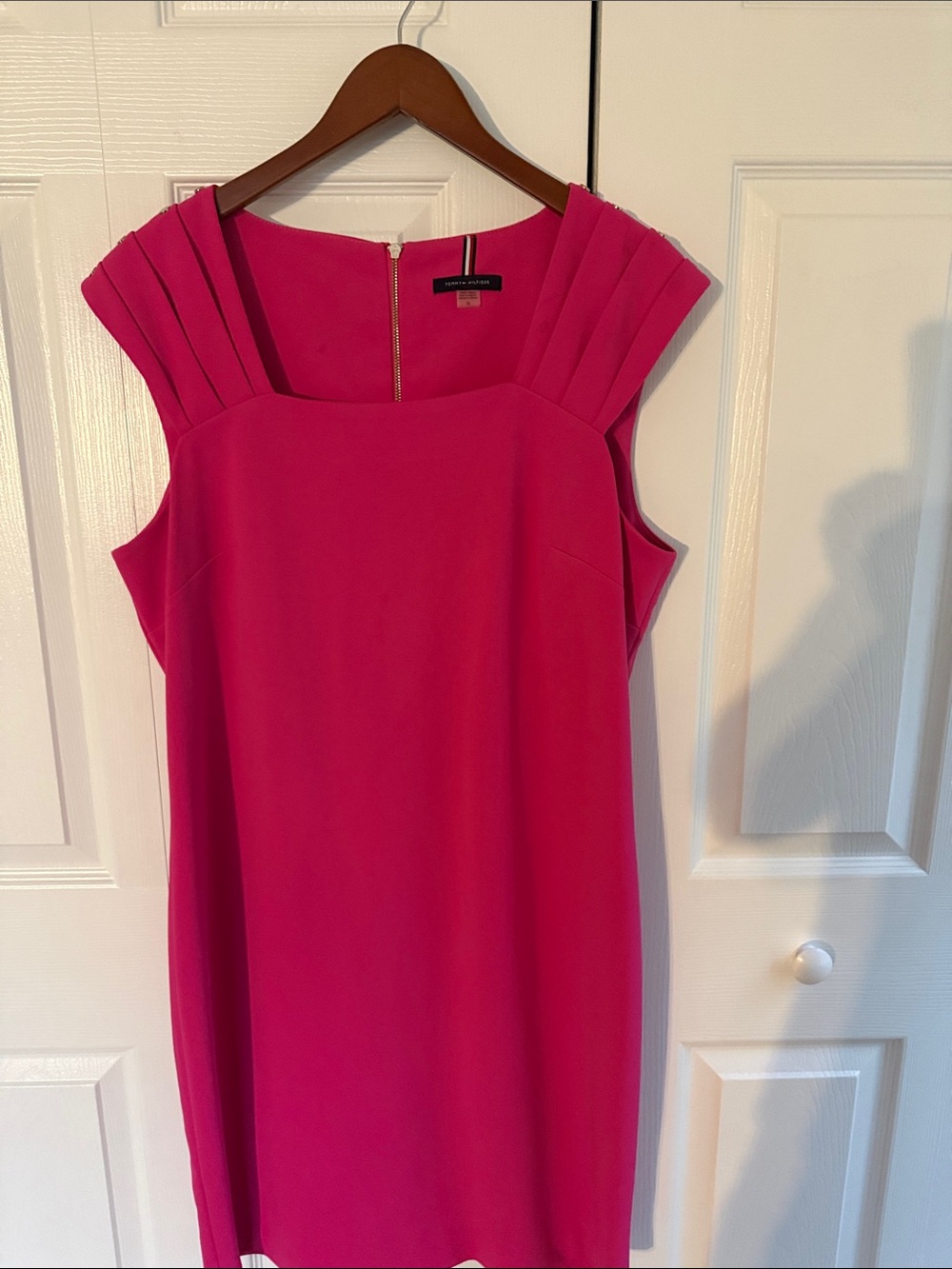 Never Worn Tommy Hilfiger Sleeveless Pleated Shoulder Sheath Dress - Hot Pink 16